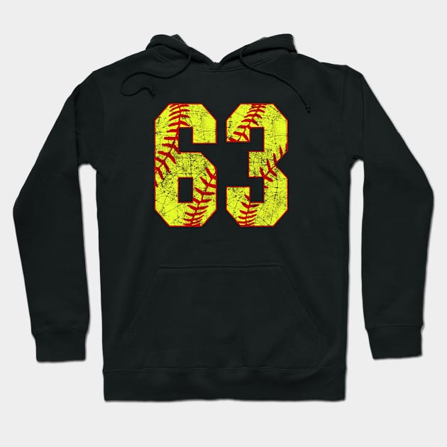 Fastpitch Softball Number 63 #63 Softball Shirt Jersey Uniform Favorite Player Biggest Fan Hoodie by TeeCreations